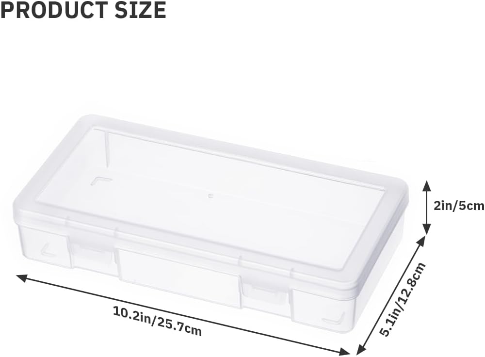 Medium Clear Storage Box 9 Pack Stackable Storage Containers with Snap-Tight Latch 10" x 5"x 1.9" for Pencil Box,Art tools