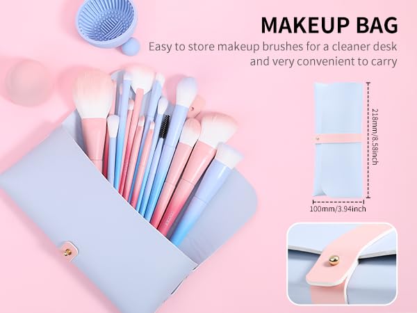 Docolor Makeup Brushes 16Pcs Makeup Brush Set with Makeup Bag Makeup Sponge & Brush Cleaning Pad Professional Face Powder Kabuki Foundation EyeShadow Concealers Brush Kit Gift Box Fantasy Series Ⅲ