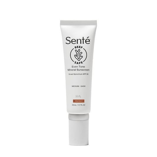 Senté Even Tone Mineral Sunscreen Tinted | SPF 36 Medium-Dark | Hydrating, Lightweight Sun Protection Treatment for Redness & Discoloration | UVA/UVB & Blue Light Defense | 1.7 oz