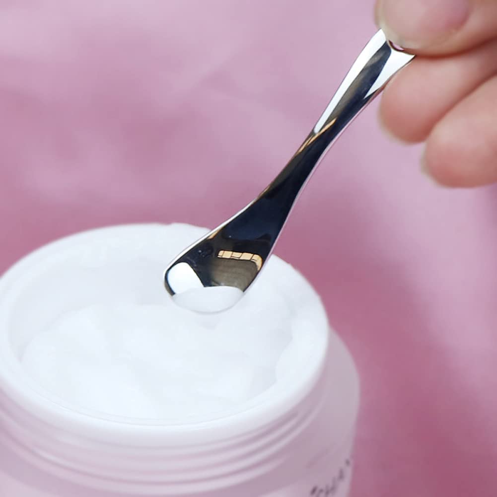 3 Pieces Zinc Alloy Makeup Spatula Eye Cream Spoon Beauty Scoop Mini Spoon Makeup Beauty Spoons Mini Cosmetic Skincare Spatula for Cream Lotions, Spoon Shaped, Golden, Silver