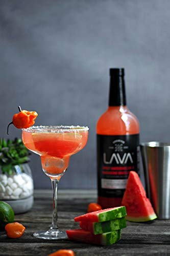 (3 Pack) LAVA Premium Spicy Watermelon Habanero Margarita Mix, Cold-Pressed Organic Watermelon, Agave, Habanero, No Artificial Sweeteners, Lots of Flavor, Ready to Use, 1-Liter (33.8oz) Glass