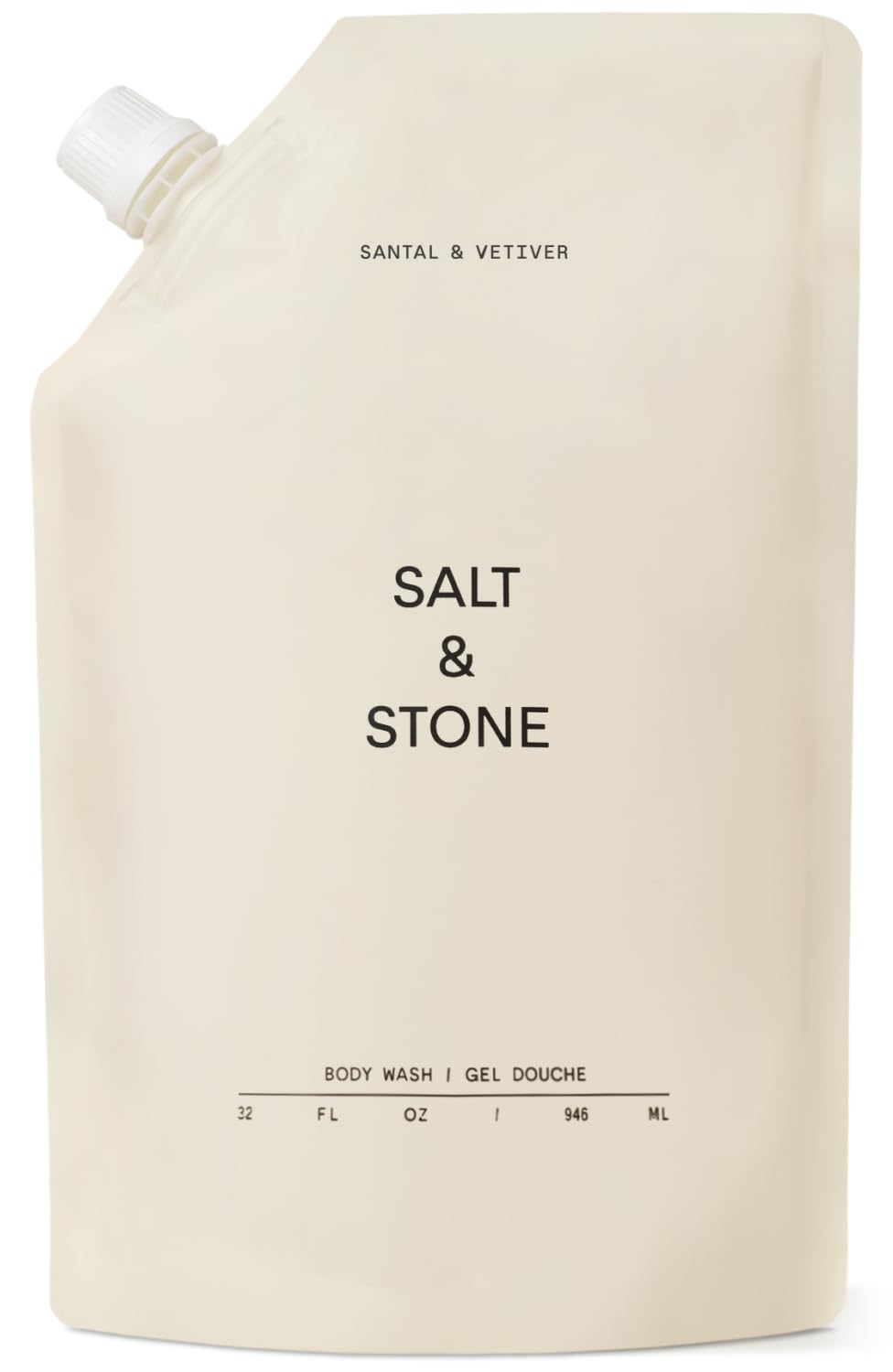 Salt & Stone Body Wash with Antioxidants for Deep Moisture | For Women & Men, Sulfate, Paraben, & Dye Free, Leaving Skin Soft and Hydrated | Santal & Vetiver 32 fl oz