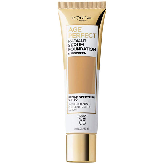L'Oreal Paris Age Perfect Radiant Serum Foundation with SPF 50, Honey Rose, 1 fl. oz.