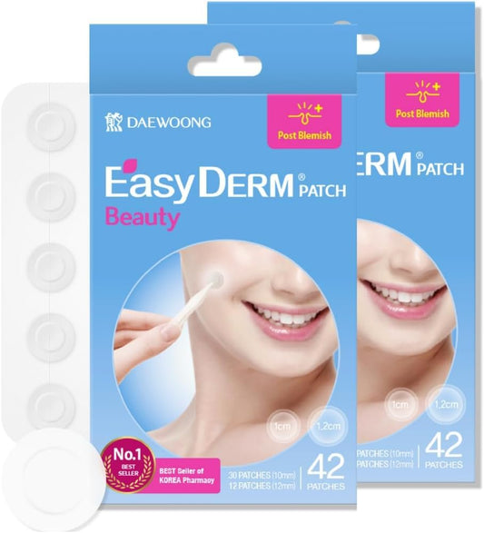 EasyDerm Beauty Patch(84 Counts) - 100% Hydrocolloid Pimple Patch for Zit Spot Care, K-beauty, Daewoong Pharmaceutical, Korean Acne Patches