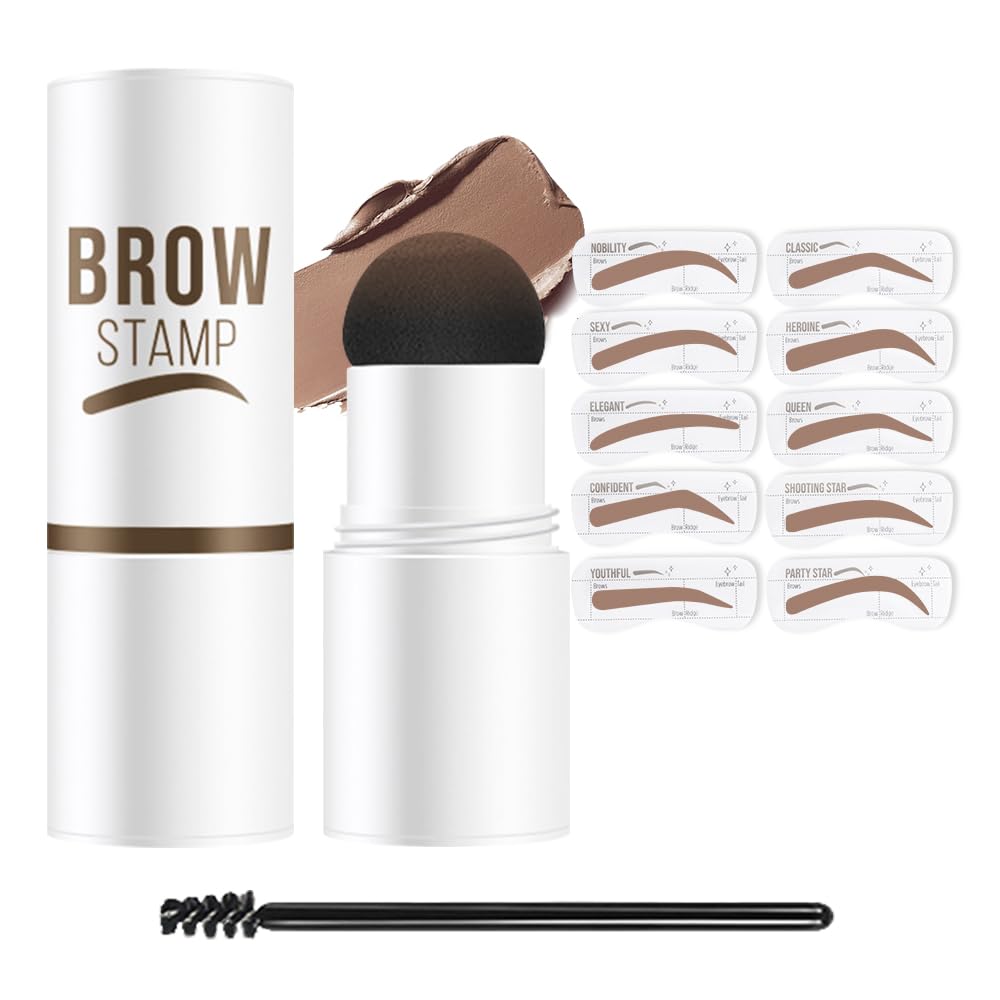 Eyebrow Stamp Stencil Set,Soft Brown Eyebrow Stencils Shaping Kit, Long-Lasting Eyebrow Shaper for Women Girl, Cruelty-Free plantillas para la cejas