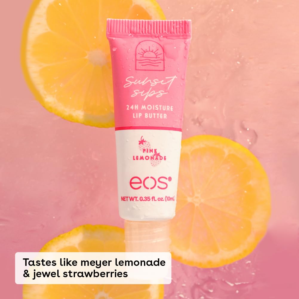 eos 24H Moisture Super Balm - Pink Lemonade & Wild Cherry Slushie, Day or Night Lip Treatment, Made for Sensitive Skin, Lip Balms & Moisturizers, 0.35 fl oz, 2-Pack