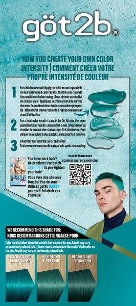 Got2b Color Remix, Customizable Semi-Permanent Hair Color, 097 Peacock Teal