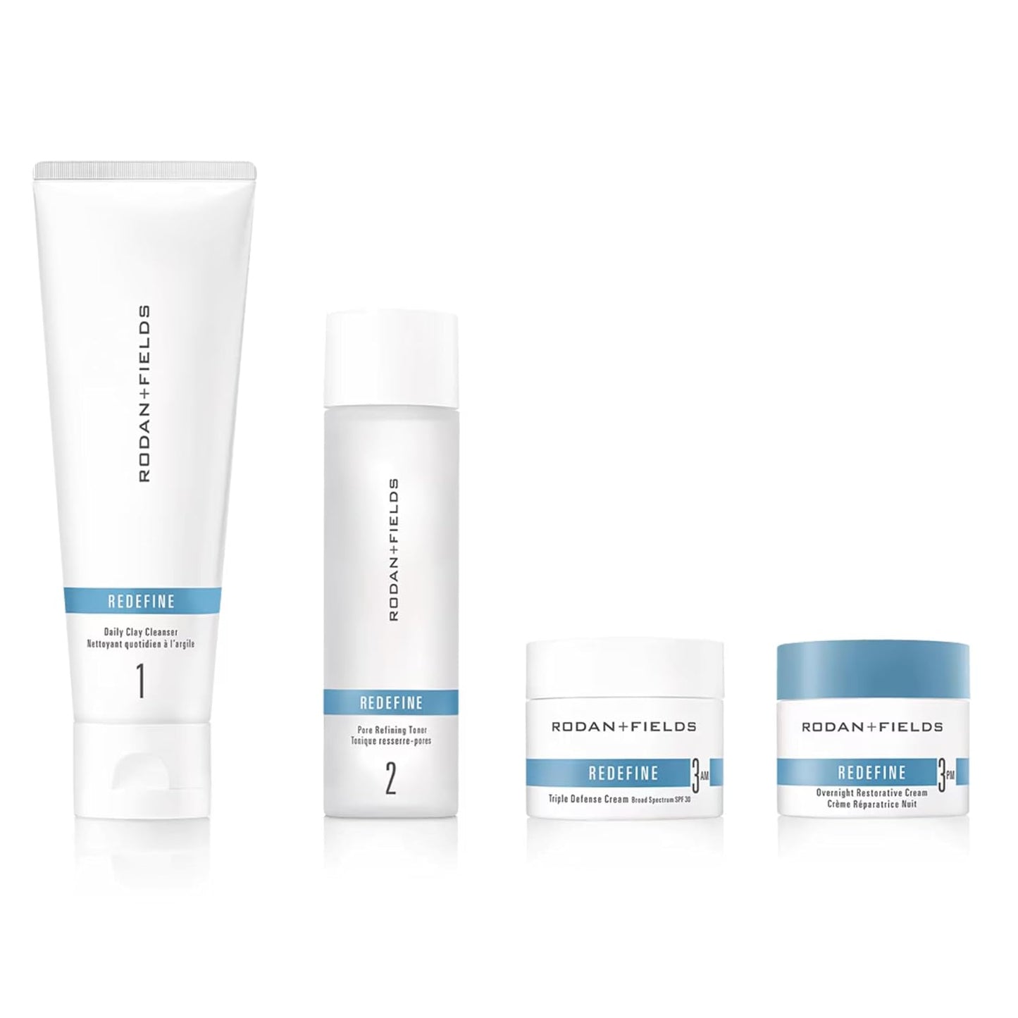 Rodan + Fields Redefine Regimen | Skincare Kit Includes Clay Cleanser, Toner, Triple Defense Cream, & Overnight Cream | Skin Care Gift Set for Women