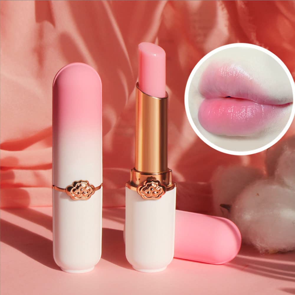 evpct 2Pcs Peach Tinted Lip Balms PH Lip Color Changing Lipstick Balm Stain Gift Set Queen for Women Girls Korean Mood Long Lasting Color Change Light Pink Lipstick Lip Tint Makeup Lip Plumper Gloss