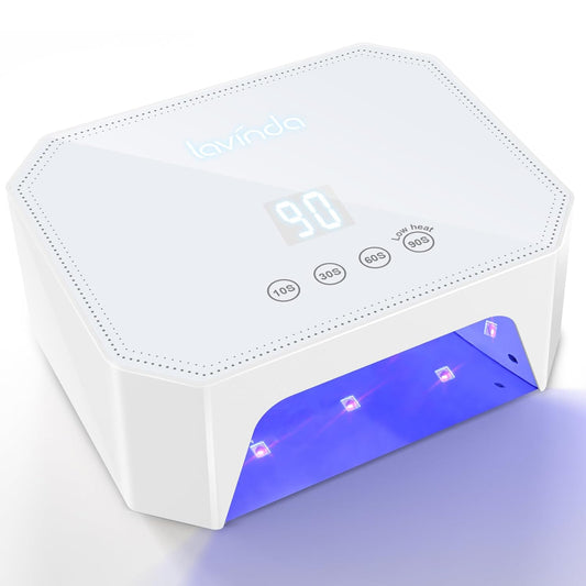 Lavinda 54W Corded UV LED Nail Lamp for Gel Nails - Plug-in Professional Nail Dryer with Fast Curing, 4 Timers, Touch Screen, Compatible with All Gel Polishes (White)