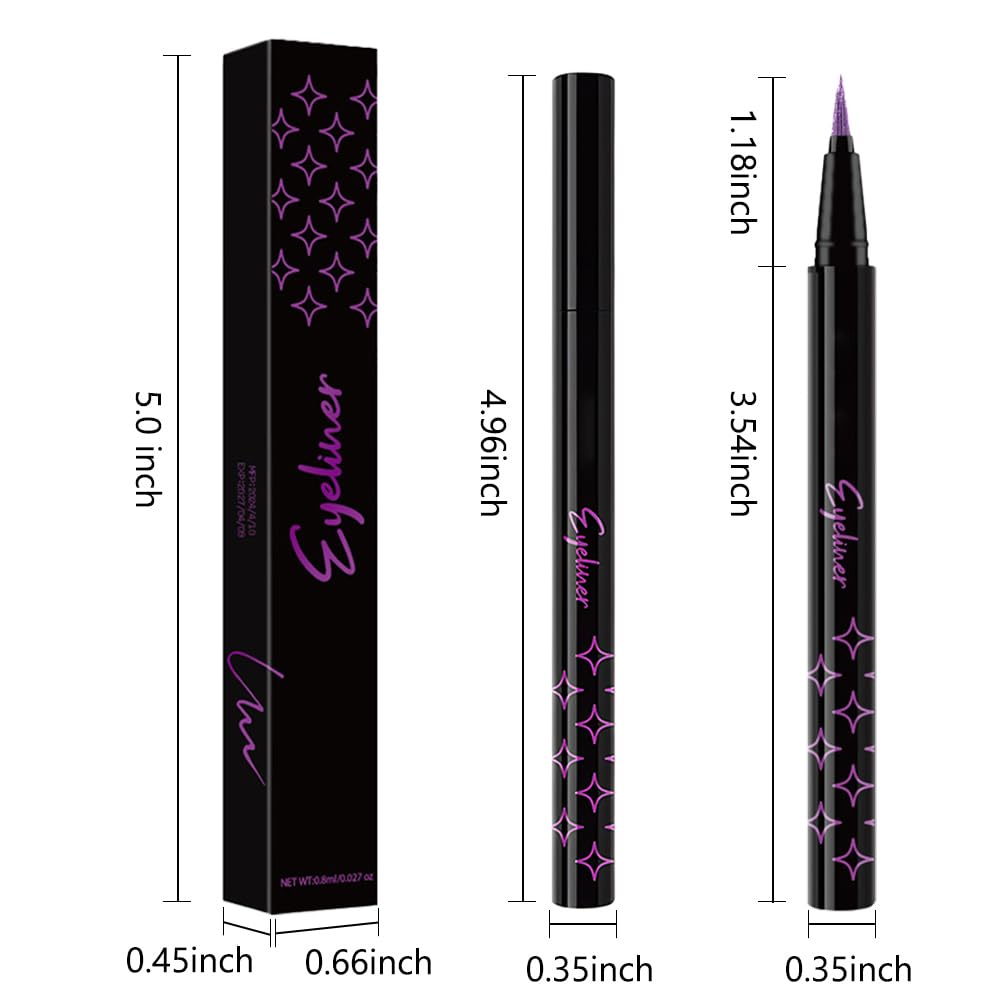 HHLOH 2PCS Metallic Glitter Coloured Liquid Eyeliner Pens Set01– Waterproof Mark Purple or Blue Long-Lasting Sparkly Eye Makeup – Tattoo-Effect Ink Liners for Women & Men,Delineador Líquido con Brillo