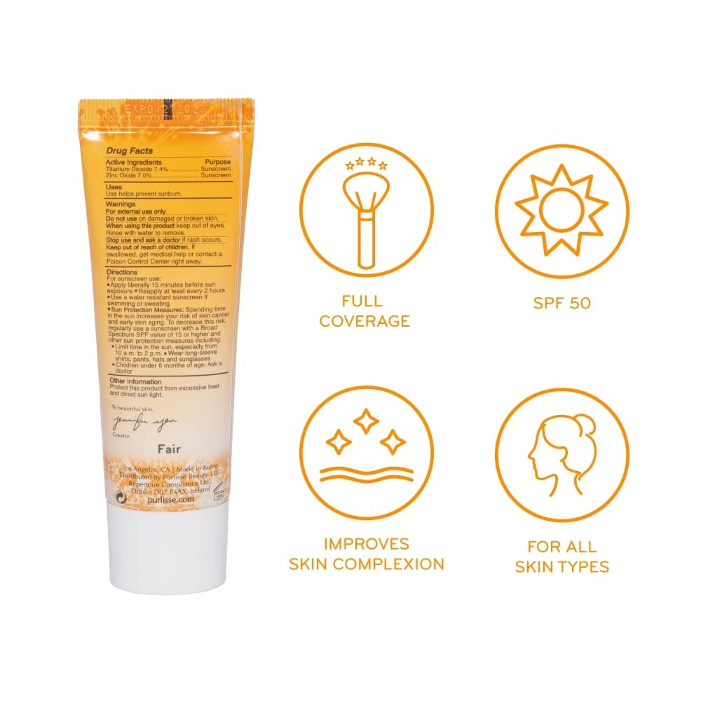 pürlisse Youth Glow Vitamin C CC Cream with SPF 50 - Color Corrector Enriched with Sea Buckthorn, Vitamin C & Hyaluronic Acid - Boosts Radiance & Youthfulness - Paraben-Free - Medium (1.4 oz)