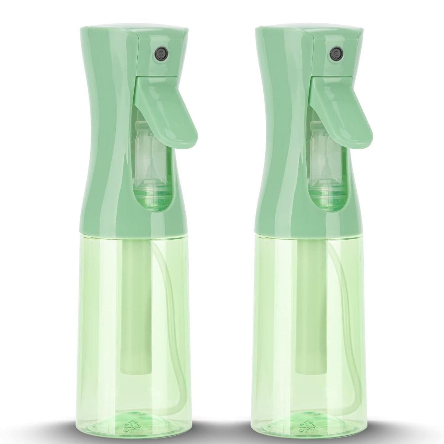 Spray Bottle for Hair (6.8OZ /200ML) Continuous Ultra Fine Mist Sprayer for Hair, Salons, Barber, Plants, Skin Care, Cleaning 2 Pack CLEAR GREEN