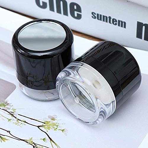 Empty Loose Powder box with Mirror Travel Portable Powder Case with Mushroom Sponge Puff DIY Cosmetic Foundation Powder Case Blusher Finishing Powder Jar Container (2pcs set)