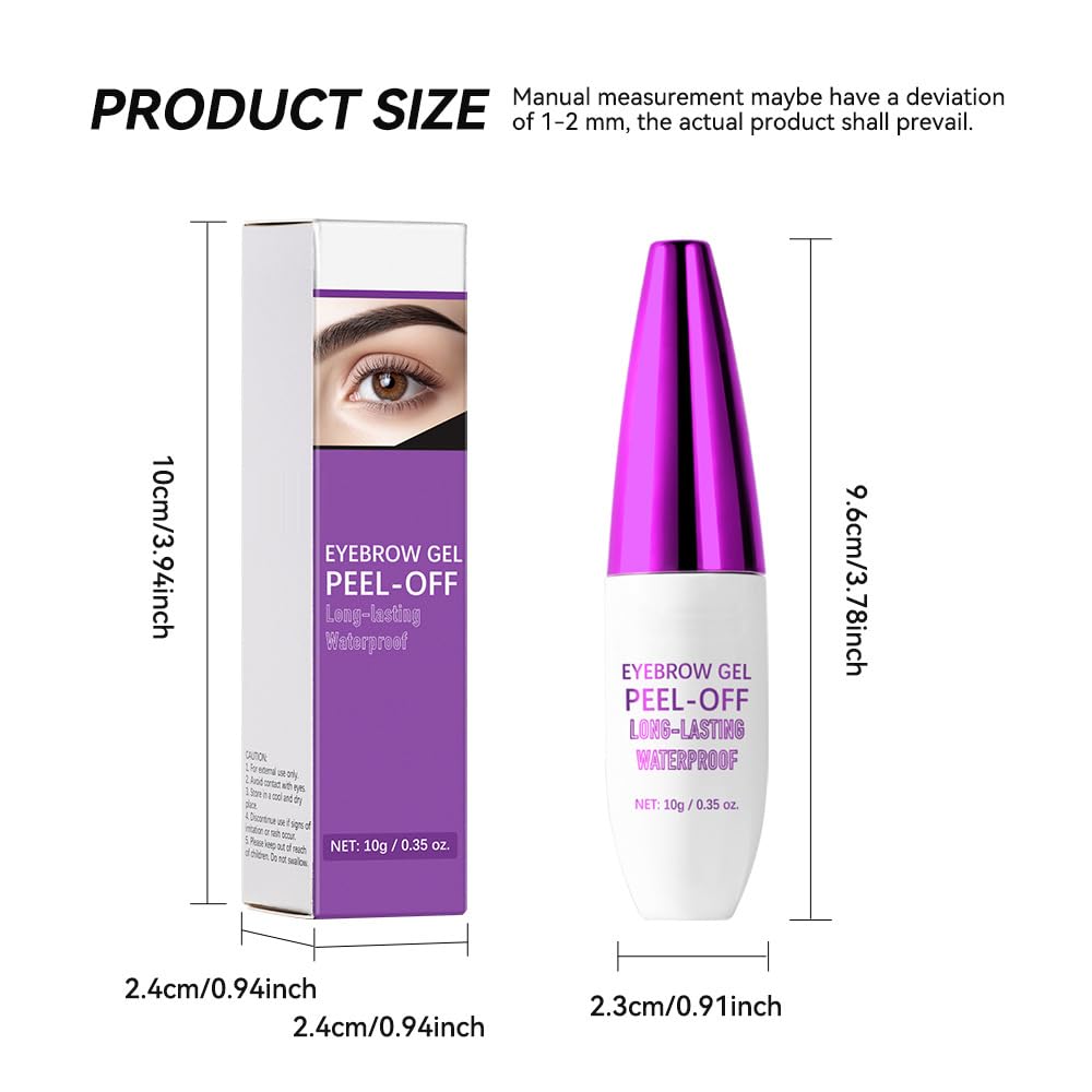 2Pcs Peel Off Eyebrow Tint Gel - Waterproof & Sweatproof All-Day Wear, Transfer-Resistant Tattoo Effect, All Skin Types + Mother’s Day Gift Set, 03#Light Brown