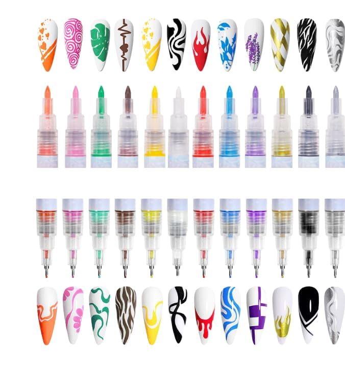 Nail Polish Pen, 1 PCS Nail Art Pen, Nail Pencil, DIY Drawing Painting Pen, for Nails DIY (12colors set A -0.5mm)