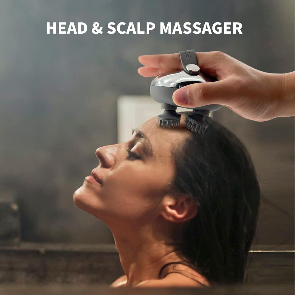 Scalp Massager, with 3 Kneading Modes and 8 Removable Claws Dog Cat Scratcher, Portable Handheld IPX7 Waterproof, Holiday Gifts for Him Her.