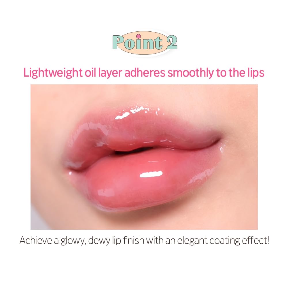 ETUDE Over Glowy Lip Gloss #3 Peach Sorbet | Non-Sticky Vegan Lip Tint | Moisturized & Long-lasting Lip Gloss | Daily Tint for Dry Lips, Korean Makeup, K-beauty, Perfect for Gift