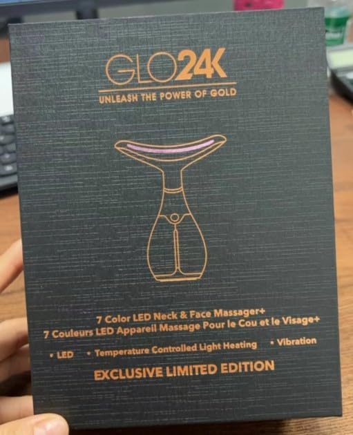 GLO24K 7 Color Beauty Device – Triple LED Action & Vibration Technology Facial and Neck Massager