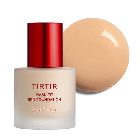 TIRTIR Mask Fit Red FoundationㅣLong Lasting Flawless Coverage, Energy Essence, Lightweight, Hydrating, Pore-Blurring, Breathable Satin Finish, Makeup, Radiant Skin, #24N Latte, 1.01 Fl Oz