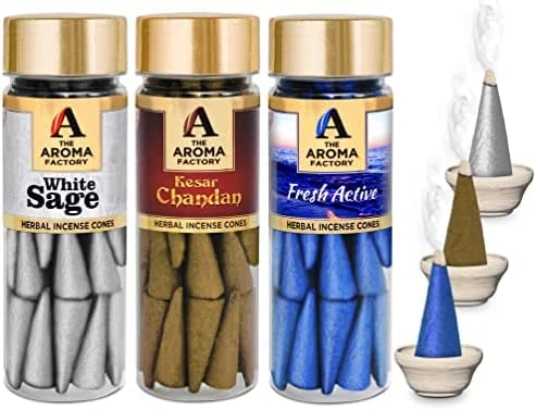 The Aroma Factory Organic Incense Dhoop Cones 3x30 Cones Jute Gift Set with Holder (Exotic Healing)