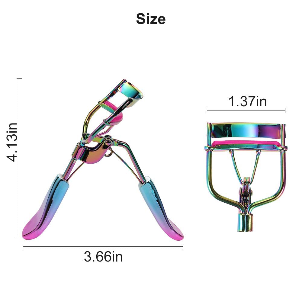 Eyelash Curler with 2 Advanced Silicone Refill Pads & Fits All Eye Shapes - Start a Beautiful Story Now! (Multi-Colored)