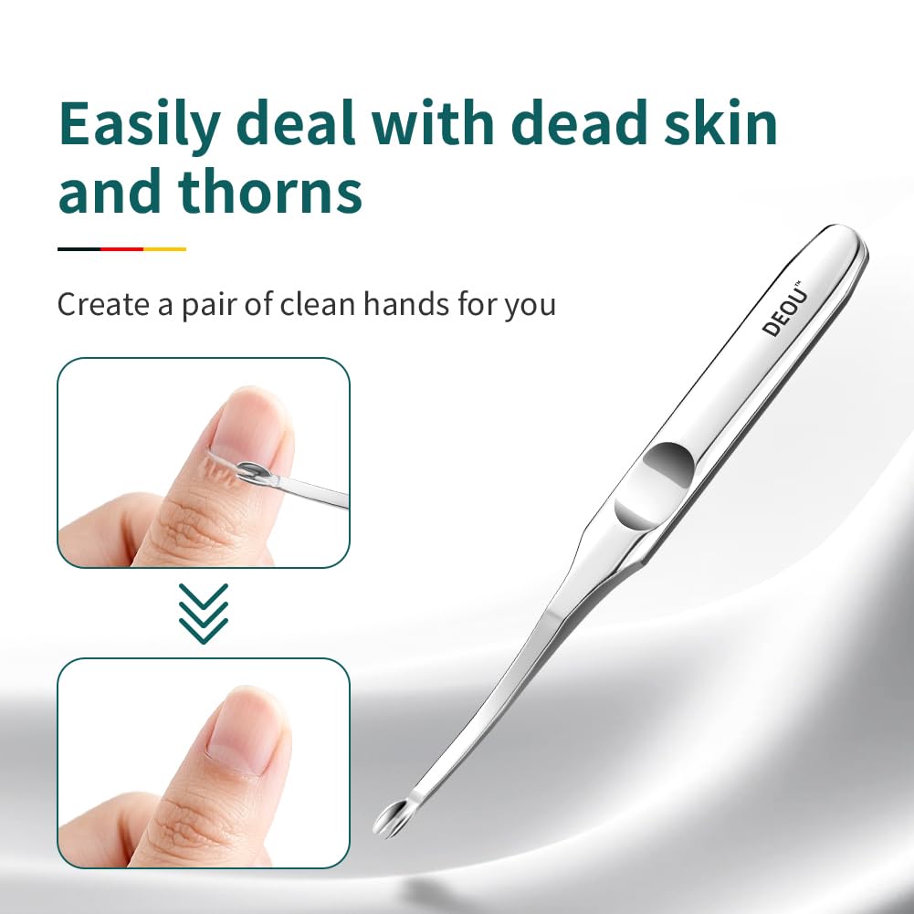 Professional Stainless Steel Cuticle Pusher with Thick Handle - V - shaped Blade for Precise Dead Skin Removal