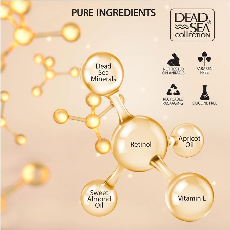 Dead Sea Collection Facial Kit Retinol - Day Cream (1.69fl.oz/50ml jar) & Facial Serum (1.69fl.oz/50ml bottle) - Pure Dead Sea Minerals - Anti-Wrinkle Hydration Smooth and Moisturized Skin
