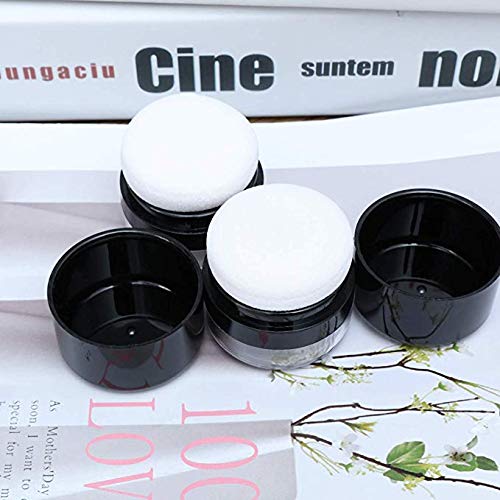 Empty Loose Powder box with Mirror Travel Portable Powder Case with Mushroom Sponge Puff DIY Cosmetic Foundation Powder Case Blusher Finishing Powder Jar Container (1pcs with 4 replacement sponges)