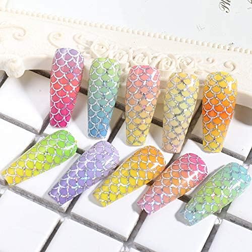 Mermaid Nail Transfers Foil Stickers, Holographic Iridescent Laser Mermaid Nail Art Stickers Decals Fish Scales Pattern Decoration for Women Girls Acrylic Nail Decor Supplies(10 Sheets)