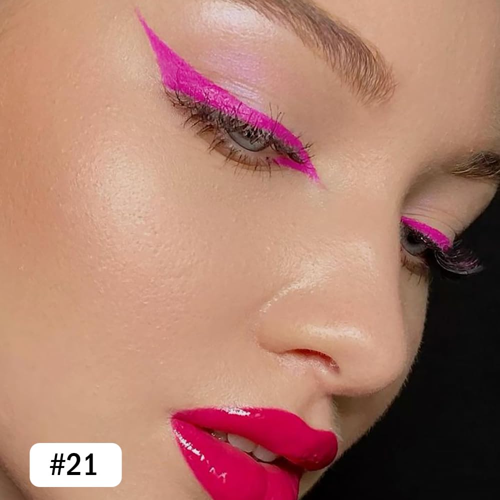 evpct Rose Eyeliner Pencils for Eyes, Rose Hot Pink Red Colored Eye Liner Pencil Pen Makeup Waterproof Smudge Proof, Colored Gel Waterline Eyeliner Liquid, Face Eye Paint Stick Halloween Makeup 21
