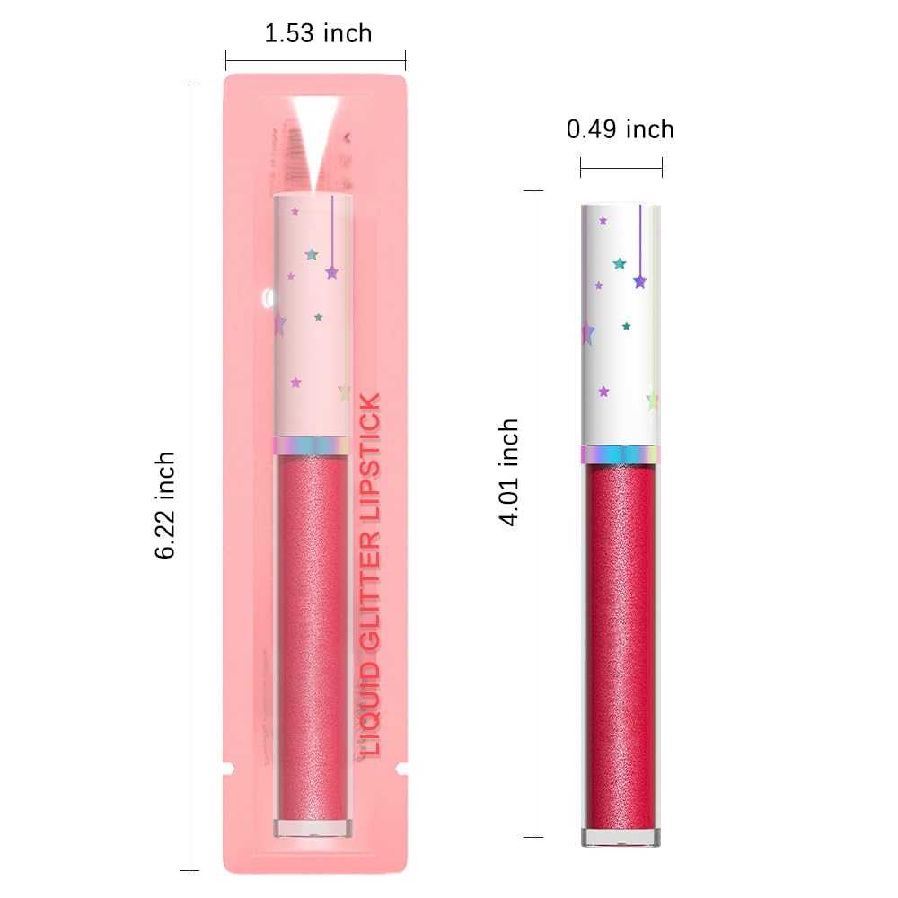 evpct 1Pcs Ruby Rose Red Glitter Metallic Lip Gloss Stain Lipstick for Women Long Lasting Waterproof 24, Sexy Red Frosted Metallic Shimmer Chrome iridescent Liquid Lipstick Lip Gloss Makeup, 07#