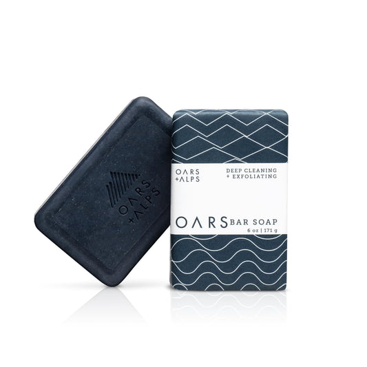 Oars + Alps Blue Charcoal Exfoliating Bar Soap for Men, Deep Cleaning & Exfoliating Soap, Dermatologist Tested & Made with Natural Clean Ingredients, All Skin Types, Travel Size, 1pk, 6oz
