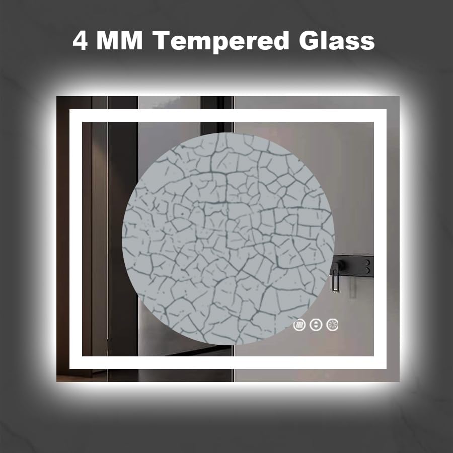 Amorho LED Bathroom Mirror 44" X36" with Front and Backlight, Stepless Dimmable Wall Mirrors with Anti-Fog, Shatter-Proof, Memory, 3 Colors, Double LED Vanity Mirror(Horizontal/Vertical)