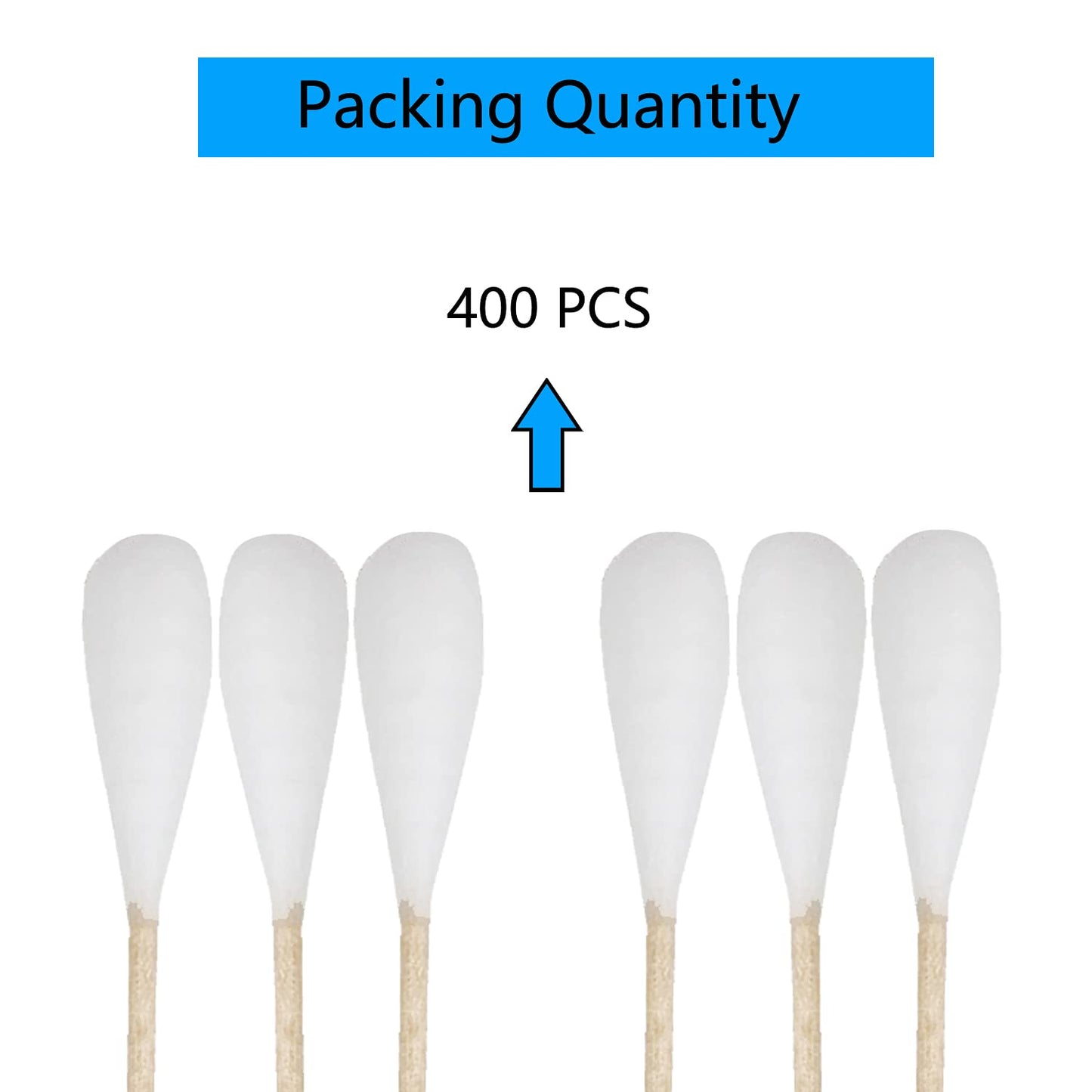 6 Inch Long Cotton Swabs (Large Size) 400pcs for Pets, Gun Cleaning or Makeup