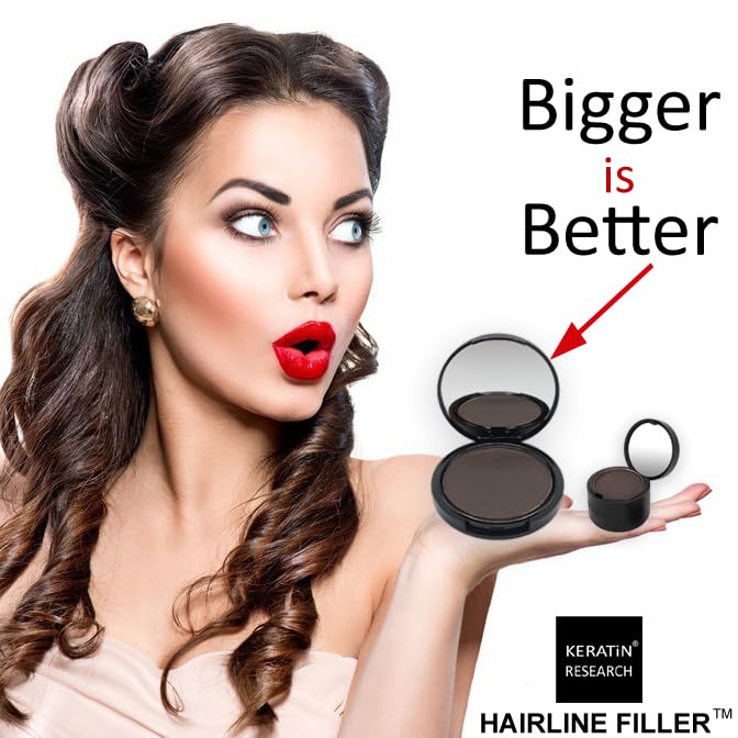 KERATIN RESEARCH Hairline Filler Unisex Mineral Powder Root Touch-Up Hair loss Concealer Scalp & Beard Bald Patch Coverage Fibers for Thinning Hair Waterproof Organic Natural look (DARK ASH BROWN, XL)