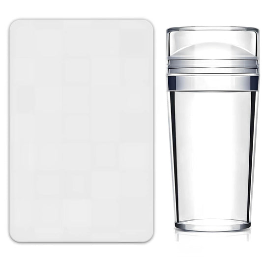 French Tip Tool,2 PCS Nail Art Stamper Kit,Clear Silicone Stamping Jelly with Scraper for DIY together with Gel Nail Polish Acrylic Nail Kit Nail Tips