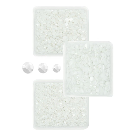Pure White Resin Rhinestones for Crafting 3mm 4mm 5mm Flatback Jelly Stones Bulk SS10 SS16 SS20 Diamonds Crystals Gems for Nails Face Eyes Makeup Body Tumblers Bottles DIY Decor Crafts Clothes