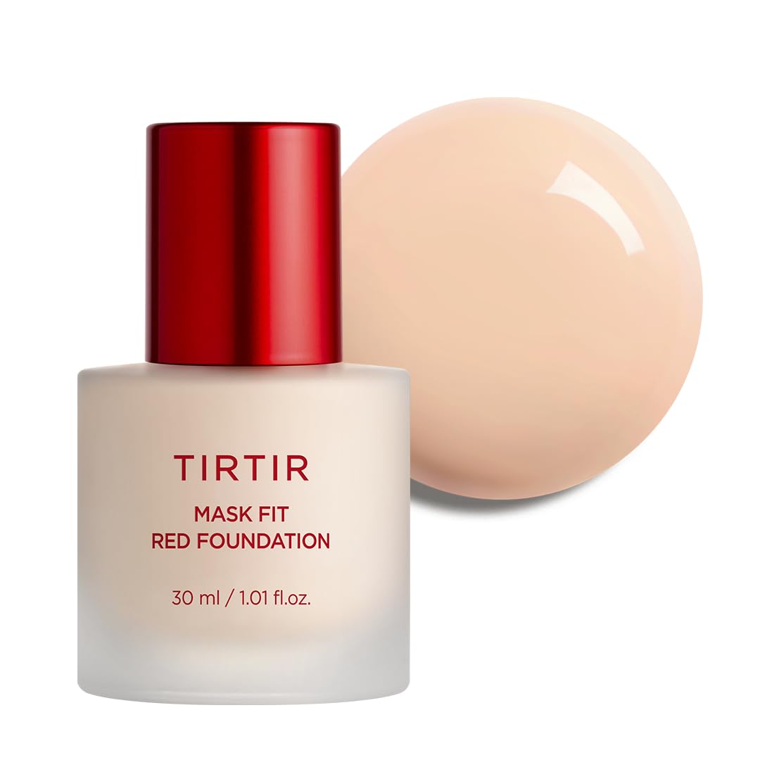 TIRTIR Mask Fit Red FoundationㅣLong Lasting Flawless Coverage, Energy Essence, Lightweight, Hydrating, Pore-Blurring, Breathable Satin Finish, Makeup, Radiant Skin, #17C Porcelain, 1.01 Fl Oz