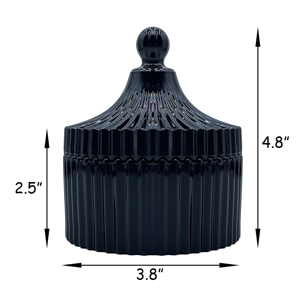 Ultra Soft Powder Puff and Container 3.3" High Density Velvet Dusting Washable Reusable Powder Puff,Body Powder Puff and Glass Jar Holder Loose Powder Box with Puff for Face Makeup(Black)