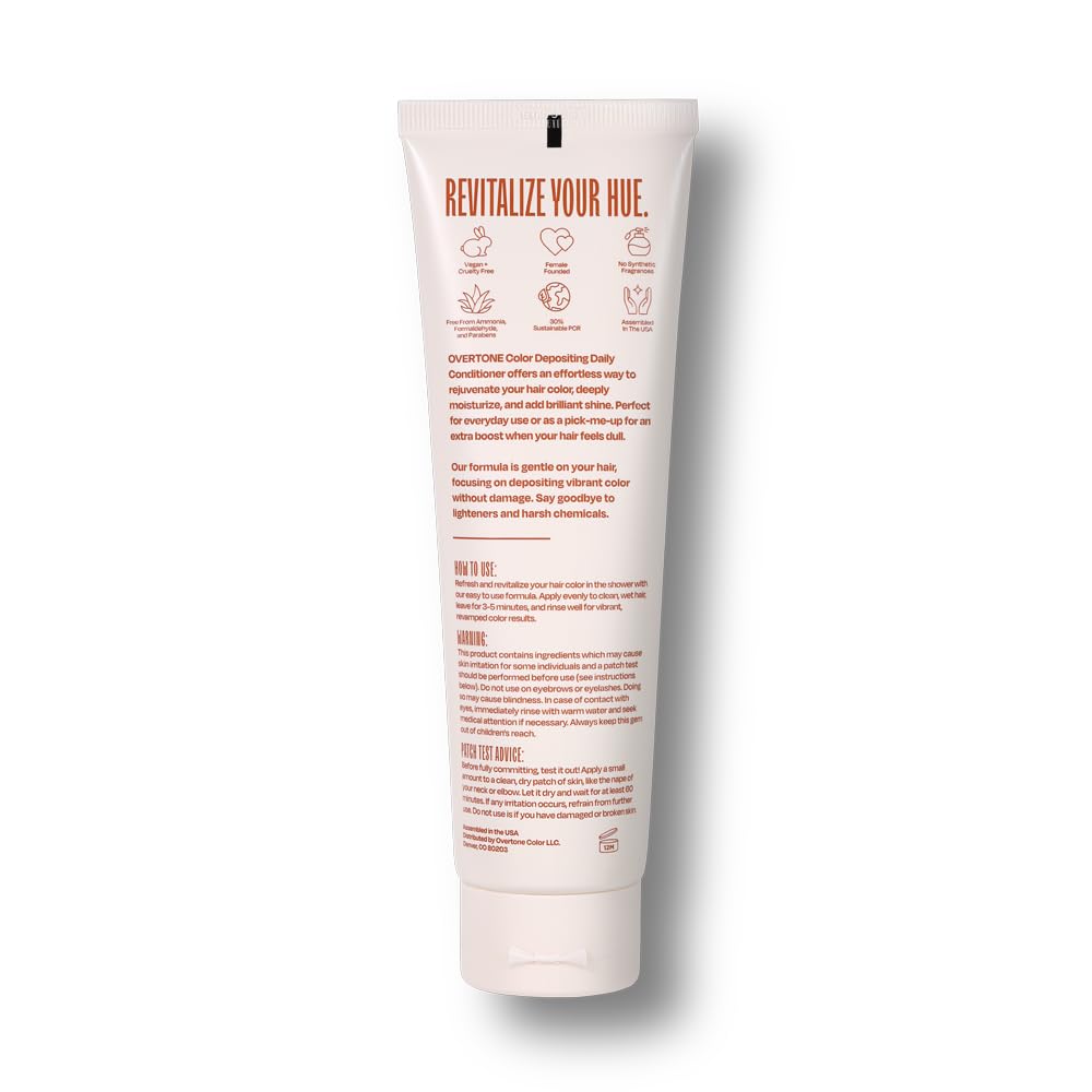 oVertone Daily Color Depositing Conditioner for Dyed & Natural Hair - 4.5oz Temporary Coloring with Shea Butter & Coconut Oil - Refresh Color & Prevent Fading - Vegan & Cruelty-Free, Golden Copper