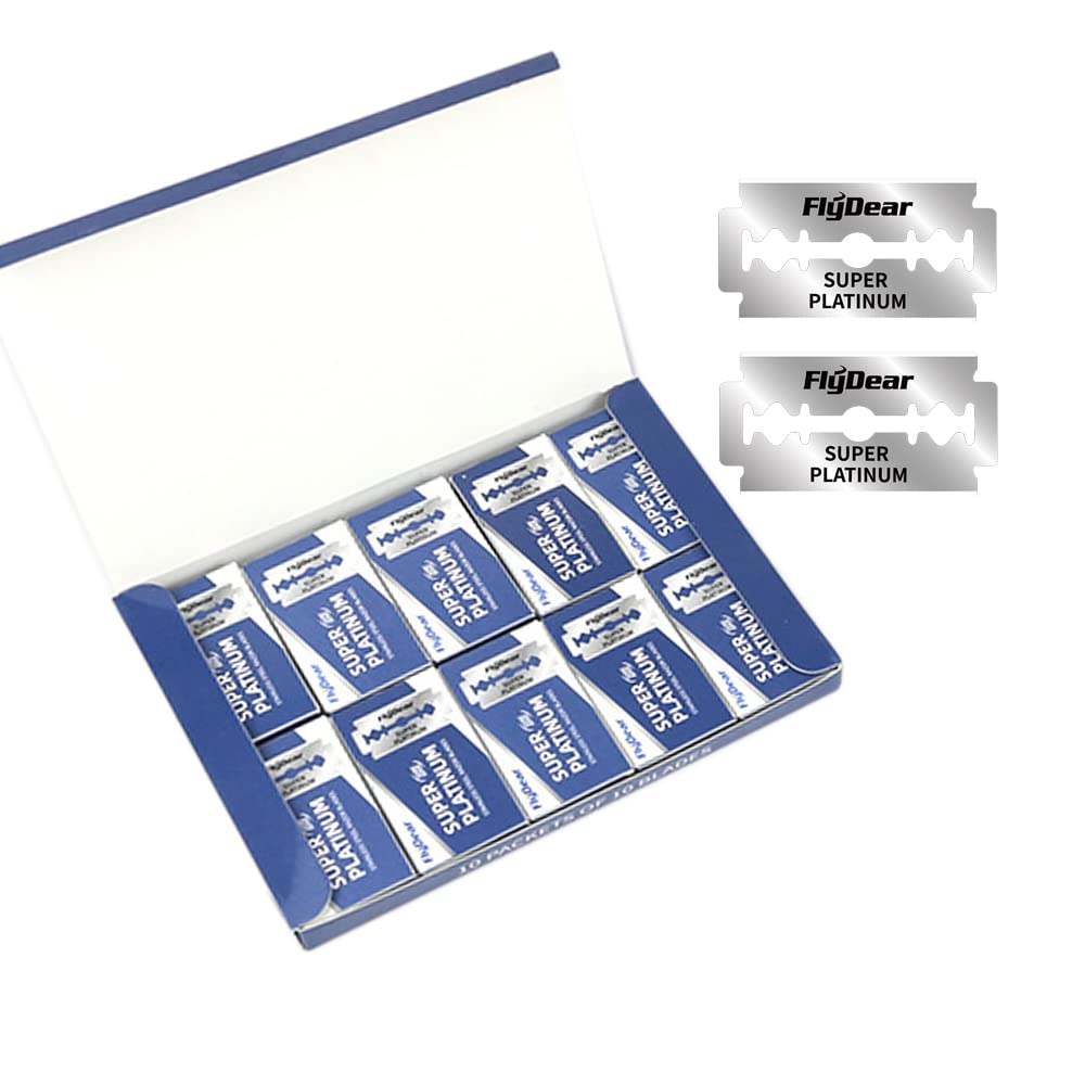 100 Count Double Edge Razor Blades - Men's Safety Razor Blades for Shaving - Platinum Stainless Steel Double Razor Shaving Blades for Men for a Smooth Clean Shave