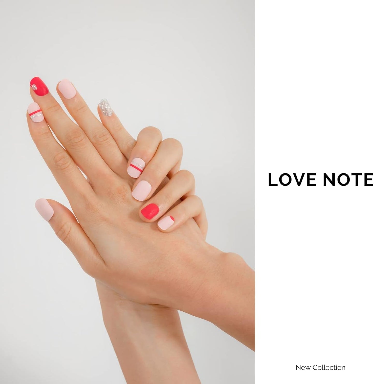 NAILOG Valentines Semi Cured Gel Nail Strips 34 pcs, Buy 2 Get 1 UV Lamp, Salon-Quality Gel Nail Stickers, Valentines Day Gel Nail Wraps with Soft Gel Finish | Love Note