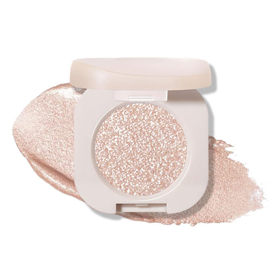 Monochrome Glittler Shimmer Eyeshadow Palette,Light Brown White Shimmer Powder Eyeshadow,24 Hour Waterproof Blendable Pressed Glitter Single Eye Shadow Apply Makeup Easily, Vegan