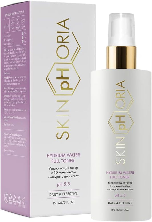 Hydrium Water Full Toner – pH 5.5 Balancing Face Toner with Hyaluronic Acid, Babassu Oil & Betaine – Instantly Hydrates & Revives Tired Skin – 150ml Spray Bottle