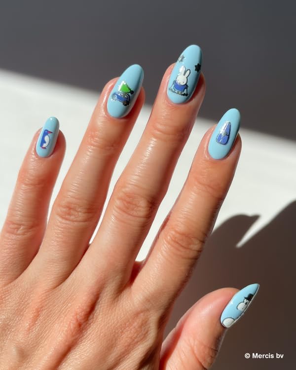 Miffy in The Snow Nail Stickers - Lightweight & Easy-to-Apply Nail Art with Trendy Design - Durable & Long-Lasting Nail Stickers for Women, Ideal for DIY Manicures & Salon-Quality Nails