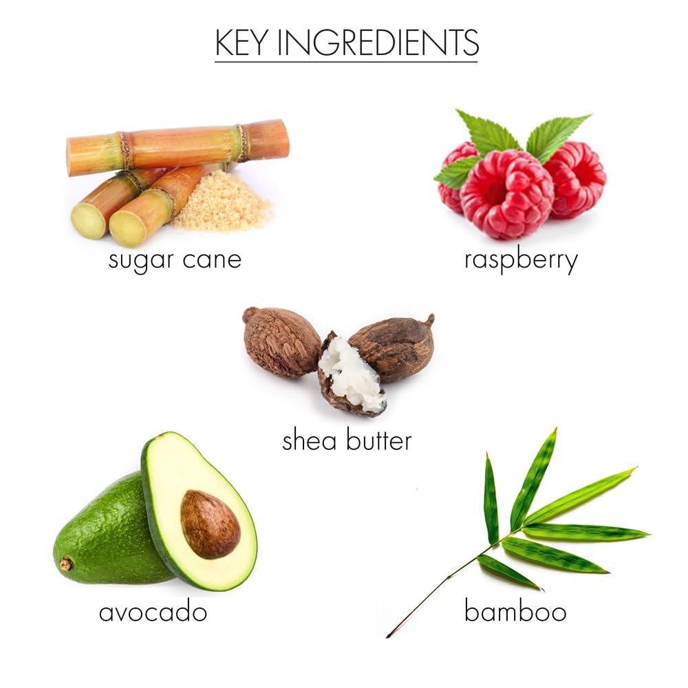 Whish Beauty Lemongrass Exfoliating Sugar Scrub - Body Scrub for Women - Brown Sugar Exfoliator with Raspberry, Aloe, & Shea Butter - Gentle on All Skin Types - Paraben & Sulfate Free - 8 oz