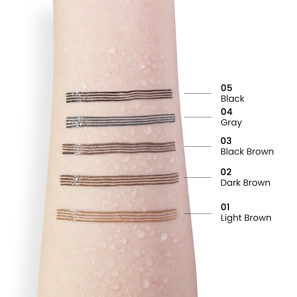 Eyebrow Ink Pencil by Brow Stylist -Micro 4 Point Brow Pen Lift & Snatch 2 Eyebrow Pen Kits with 3 Eyebrow Stencil Long-Lasting Waterproof Natural Eyebrow Hair (B-2Pc 02# Dark brown)