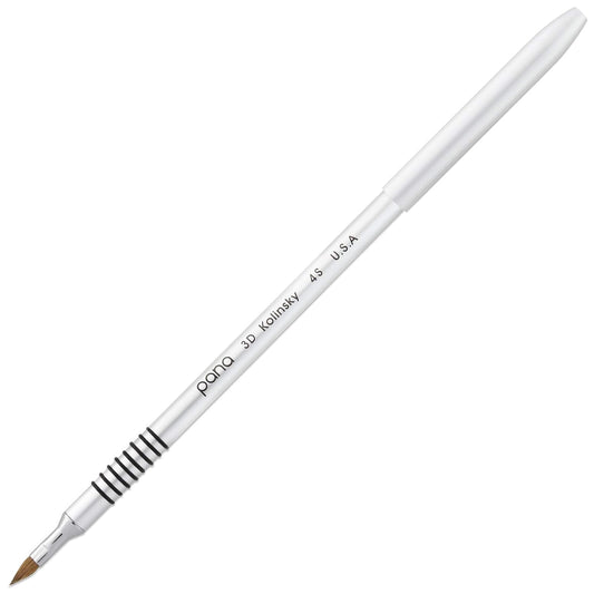 PANA 3D Kolinsky Acrylic Nail Art Sculpture Brush with Silver Metal Non-Slip Grip Handle for Manicures 3D Nail Art Flower Designs (Size #4)