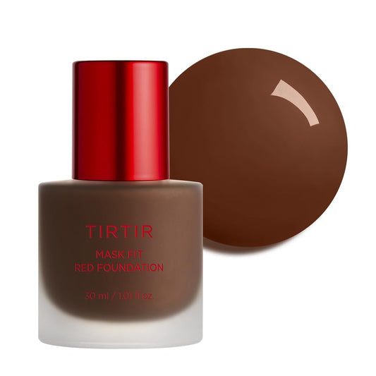 TIRTIR Mask Fit Red FoundationㅣLong Lasting Flawless Coverage, Energy Essence, Lightweight, Hydrating, Pore-Blurring, Breathable Satin Finish, Makeup, Radiant Skin, #49N Deep Chestnut, 1.01 Fl Oz